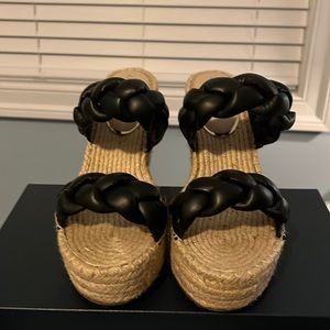 Brand new. Never worn  black Olivia Braided Wedge Espadrille Sandal